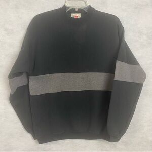 Vintage 90s Hanes Premium Medium 2 Tone Stripe Pullover Crewneck Sweatshirt Flaw